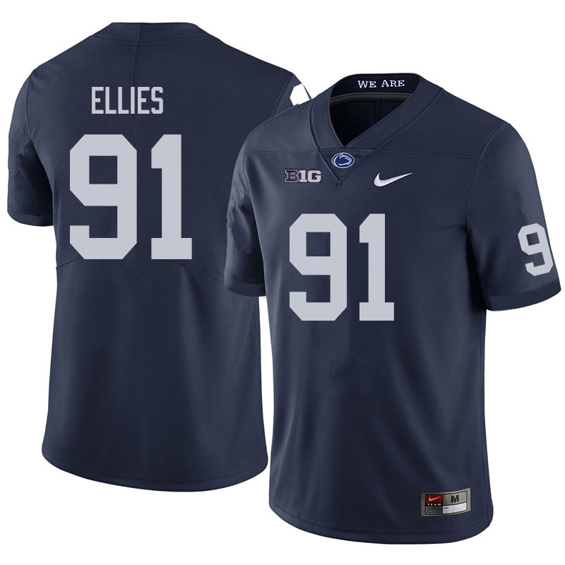 Men #91 Dvon Ellies Penn State Nittany Lions College Football Jerseys Sale-Navy